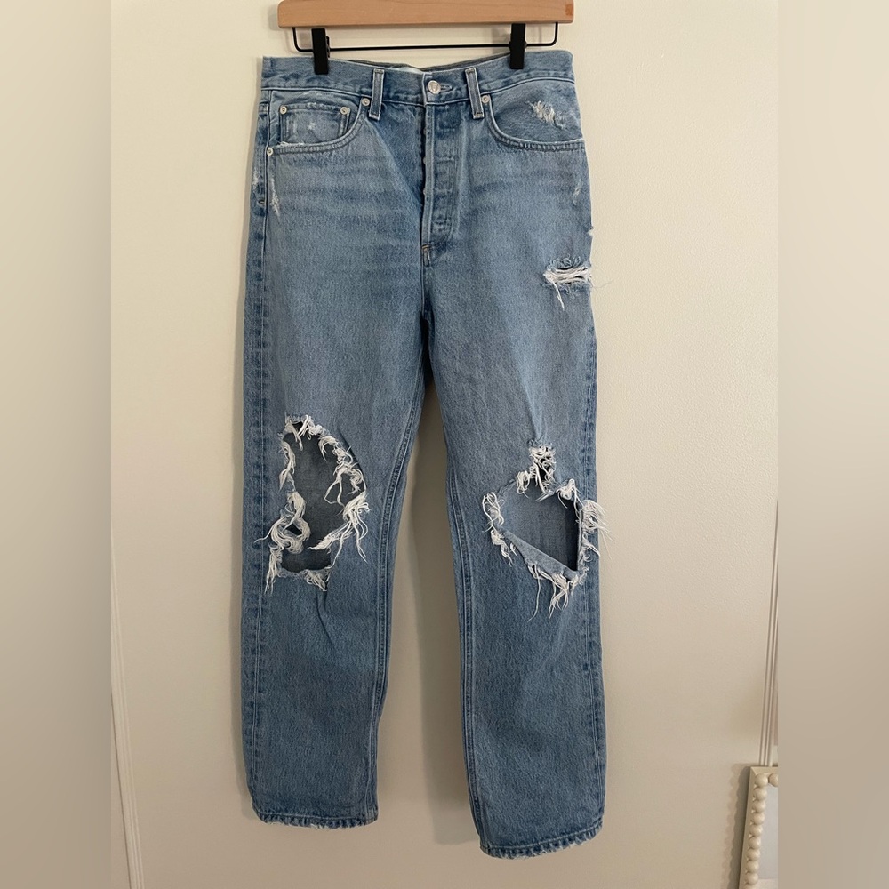 AGOLDE 90s Mid-Rise Loose Fit Jeans distressed size 27